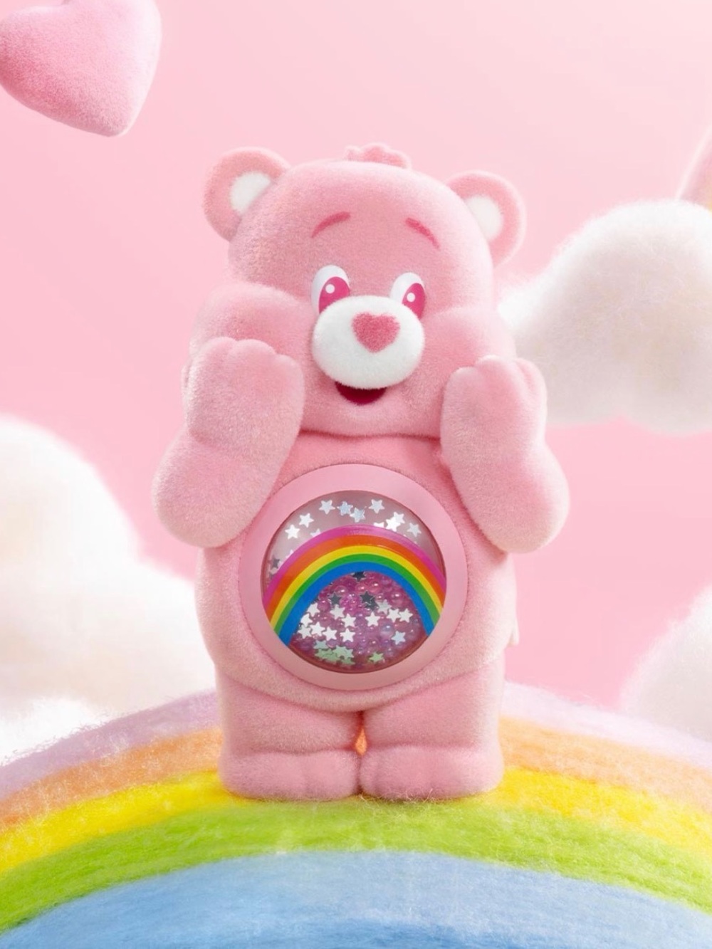 Pop Mart Care Bears Pink Cheer Bear Rainbow Belly Figurine